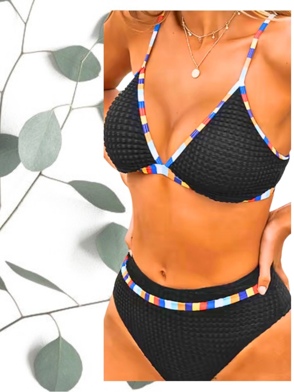 Waffle Knit Bikini Bralette & Bottoms Set